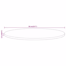 vidaXL Table Top Replacement Board Dining Table Top Wooden Furniture Top Round - natural, 50 x 1.5 cm/ Solid rough mango wood - Additional view 3