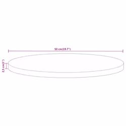 vidaXL Table Top Replacement Board Dining Table Top Wooden Furniture Top Round - natural, 50 x 2.5 cm/ Solid rough mango wood - Additional view 3