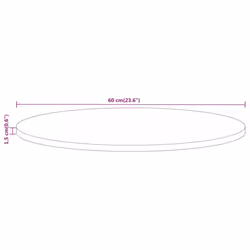 vidaXL Table Top Replacement Board Dining Table Top Wooden Furniture Top Round - natural, 60 x 1.5 cm/ Solid rough mango wood - Additional view 3
