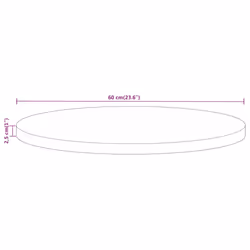 vidaXL Table Top Replacement Board Dining Table Top Wooden Furniture Top Round - natural, 60 x 2.5 cm/ Solid rough mango wood - Additional view 3