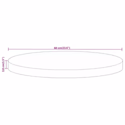 vidaXL Table Top Replacement Board Dining Table Top Wooden Furniture Top Round - natural, 60 x 3.8 cm/ Solid rough mango wood - Additional view 3