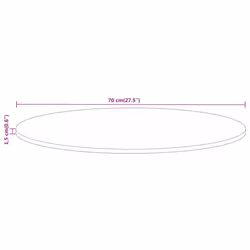 vidaXL Table Top Replacement Board Dining Table Top Wooden Furniture Top Round - natural, 70 x 1.5 cm/ Solid rough mango wood - Additional view 7