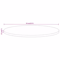 vidaXL Table Top Replacement Board Dining Table Top Wooden Furniture Top Round - natural, 70 x 2.5 cm/ Solid rough mango wood - Additional view 7