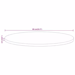 vidaXL Table Top Replacement Board Dining Table Top Wooden Furniture Top Round - natural, 80 x 2.5 cm/ Solid rough mango wood - Additional view 7