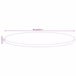 vidaXL Table Top Replacement Board Dining Table Top Wooden Furniture Top Round - natural, 90 x 2.5 cm/ Solid rough mango wood - Additional view 3