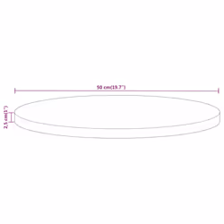 vidaXL Table Top Replacement Board Dining Table Top Wooden Furniture Top Round - solid mango wood, 50 x 2.5 cm