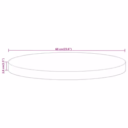 vidaXL Table Top Replacement Board Dining Table Top Wooden Furniture Top Round - solid mango wood, 60 x 3.8 cm - Additional view 3