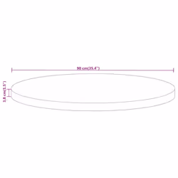 vidaXL Table Top Replacement Board Dining Table Top Wooden Furniture Top Round - natural, 90 x 3.8 cm/ solid mango wood