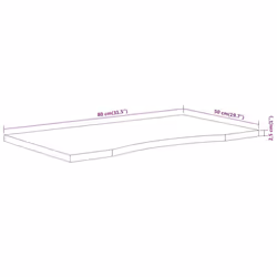 vidaXL Desk Top Replacement Dining Table Top Rectangular Solid Wood Acacia - 80 x 50 x 2.5 cm - Additional view 3