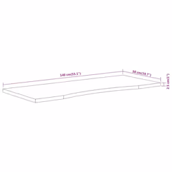 vidaXL Desk Top Replacement Dining Table Top Rectangular Solid Wood Acacia - 140 x 50 x 2.5 cm - Additional view 8