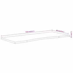 vidaXL Desk Top Replacement Dining Table Top Rectangular Solid Wood Acacia - 110 x 60 x 2.5 cm - Additional view 3