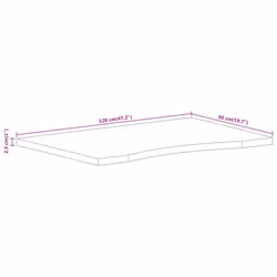 vidaXL Desk Top Replacement Dining Table Top Rectangular Solid Wood Acacia - 120 x 50 x 2.5 cm