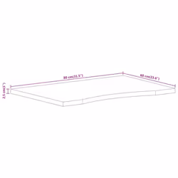 vidaXL Desk Top Replacement Dining Table Top Rectangular Solid Wood Acacia - 80 x 60 x 2.5 cm - Additional view 7