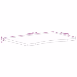 vidaXL Desk Top with Curve Replacement Dining Table Top Solid Wood Rough Mango