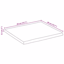 vidaXL Table Top Replacement Board Desktop Accessory Solid Wood Live Edge - 40 x 40 cm - Additional view 3