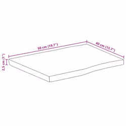 vidaXL Table Top Replacement Board Desktop Accessory Solid Wood Live Edge - 50 x 40 cm - Additional view 8