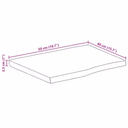 vidaXL Table Top Replacement Board Desktop Accessory Solid Wood Live Edge - 50 x 40 cm - Additional view 8