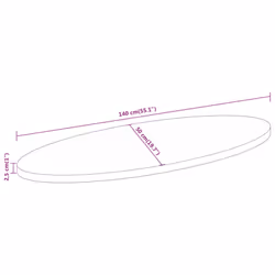 vidaXL Table Top Replacement Board Coffee Dining Table Top Oval Solid Wood - 140 x 50 x 2,5 cm - Additional view 7