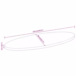 vidaXL Table Top Replacement Board Coffee Dining Table Top Oval Solid Wood - natural, 110 x 40 x 2.5 cm/  Solid rough mango wood - Additional view 7
