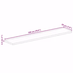 vidaXL Table Top Replacement Board Dining Table Top Rectangular Solid Wood - multicolour, 180 x 20 cm/ 25 mm