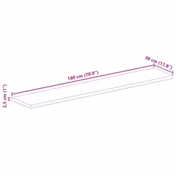 vidaXL Table Top Replacement Board Dining Table Top Rectangular Solid Wood - multicolour, 180 x 30 cm/ 25 mm - Additional view 8