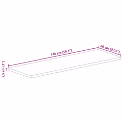 vidaXL Table Top Replacement Board Dining Table Top Rectangular Solid Wood - multicolour, 140 x 60 cm/ 25 mm