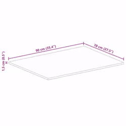 vidaXL Table Top Replacement Board Dining Table Top Rectangular Solid Wood - multicolour, 90 x 70 cm/ 15 mm