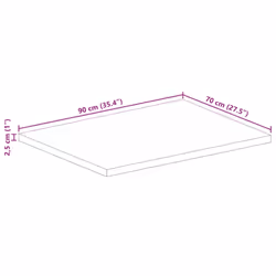 vidaXL Table Top Replacement Board Dining Table Top Rectangular Solid Wood - multicolour, 90 x 70 cm/ 25 mm