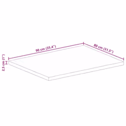 vidaXL Table Top Replacement Board Dining Table Top Rectangular Solid Wood - multicolour, 90 x 80 cm/ 25 mm