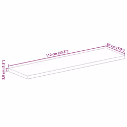vidaXL Table Top Replacement Board Dining Table Top Rectangular Solid Wood - multicolour, 110 x 20 cm/ 38 mm