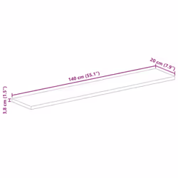 vidaXL Table Top Replacement Board Dining Table Top Rectangular Solid Wood - multicolour, 140 x 20 cm/ 38 mm