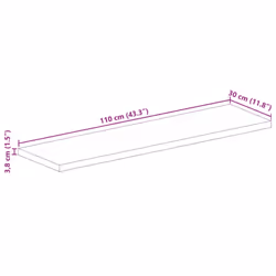 vidaXL Table Top Replacement Board Dining Table Top Rectangular Solid Wood - multicolour, 110 x 30 cm/ 38 mm
