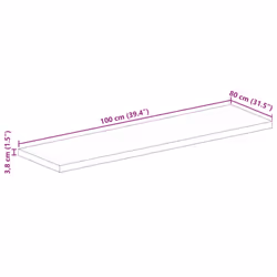 vidaXL Table Top Replacement Board Dining Table Top Rectangular Solid Wood - multicolour, 100 x 80 cm/ 38 mm