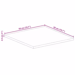 , 50 x 50 cm/ 25 mm) vidaXL Table Top Replacement Board Dining Table Top Rectangular Solid Wood - rough mango wood(natural