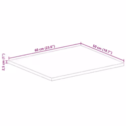 , 60 x 50 cm/ 25 mm) vidaXL Table Top Replacement Board Dining Table Top Rectangular Solid Wood - rough mango wood(natural - Additional view 8