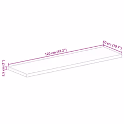 , 120 x 50 cm/ 25 mm) vidaXL Table Top Replacement Board Dining Table Top Rectangular Solid Wood - rough mango wood(natural