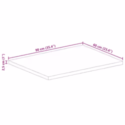 , 90 x 60 cm/ 25 mm) vidaXL Table Top Replacement Board Dining Table Top Rectangular Solid Wood - rough mango wood(natural - Additional view 3