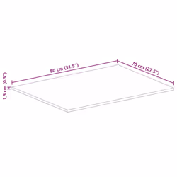, 80 x 70 cm/ 15 mm) vidaXL Table Top Replacement Board Dining Table Top Rectangular Solid Wood - rough mango wood(natural - Additional view 8