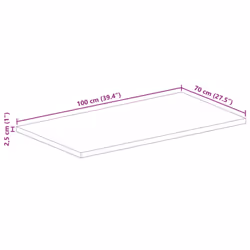 , 100 x 70 cm/ 25 mm) vidaXL Table Top Replacement Board Dining Table Top Rectangular Solid Wood - rough mango wood(natural