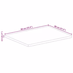 , 90 x 80 cm/ 25 mm) vidaXL Table Top Replacement Board Dining Table Top Rectangular Solid Wood - rough mango wood(natural