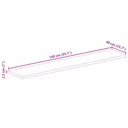 vidaXL Table Top Replacement Board Dining Table Top Rectangular Solid Wood - brown, 140 x 40 x 2.5 cm - Additional view 3