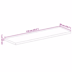 vidaXL Table Top Replacement Board Dining Table Top Rectangular Solid Wood - brown, 110 x 50 x 2.5 cm - Additional view 8