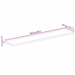 vidaXL Table Top Replacement Board Dining Table Top Rectangular Solid Wood - brown, 160 x 50 x 2.5 cm - Additional view 3