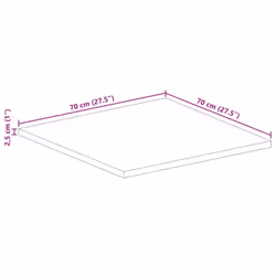 vidaXL Table Top Replacement Board Dining Table Top Rectangular Solid Wood - brown, 70 x 70 x 2.5 cm - Additional view 8