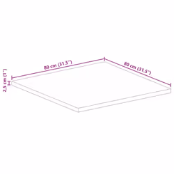 vidaXL Table Top Replacement Board Dining Table Top Rectangular Solid Wood - brown, 80 x 80 x 2.5 cm - Additional view 3