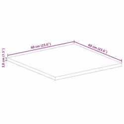 , 60 x 60 cm/ 38 mm) vidaXL Table Top Replacement Board Dining Table Top Rectangular Solid Wood - mango wood(natural