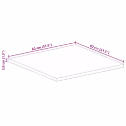 vidaXL Table Top Replacement Board Dining Table Top Rectangular Solid Wood - brown, 80 x 80 x 3.8 cm