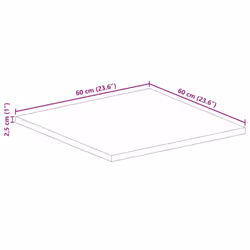 vidaXL Table Top Replacement Board Dining Table Top Rectangular Solid Wood - oak, 60 x 60 x 2.5 cm