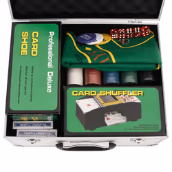 , 300 piece) vidaXL Poker Chip Set Poker Set 2 Decks Card Shoe Card Shuffler Blackjack Set - chip (4 g - Additional view 5