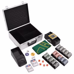 , 300 piece) vidaXL Poker Chip Set Poker Set 2 Decks Card Shoe Card Shuffler Blackjack Set - laser chip (11.5 g
